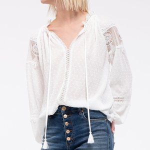 Swiss Dot Crochet Trim Top